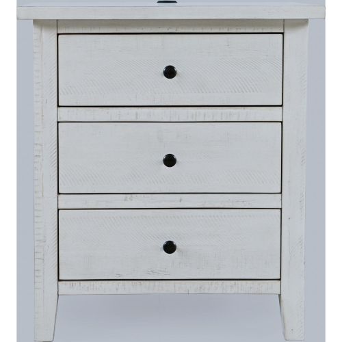 Maxton Nightstand with USB Charging in Distressed Ivory Acacia